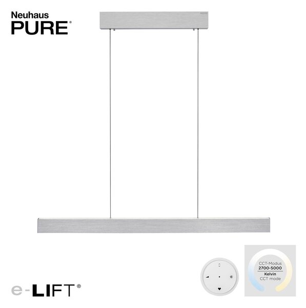PURE Lampa wisząca E-Motion, możliwość ściemniania, aluminiowy / szary / cynkowy, salon / jadalnia, aluminium, nowoczesny