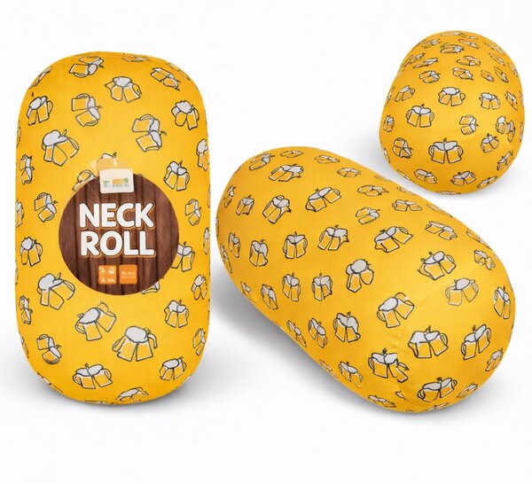 Poduszka podróżna BEER NECK ROLL 30x15 cm, żółta