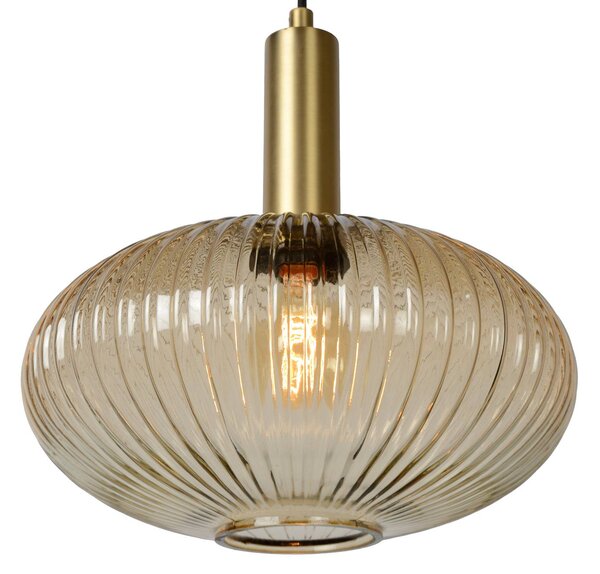 Lucide Szklana lampa wisząca Maloto, Ø 30 cm, bursztynowa możliwość ściemniania, kremowy / amber, salon / jadalnia, szkło