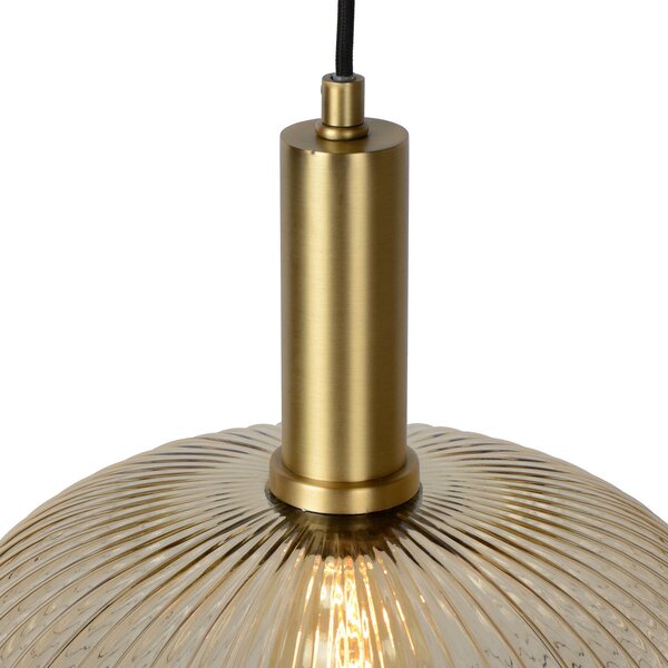 Lucide Szklana lampa wisząca Maloto, Ø 30 cm, bursztynowa możliwość ściemniania, kremowy / amber, salon / jadalnia, szkło