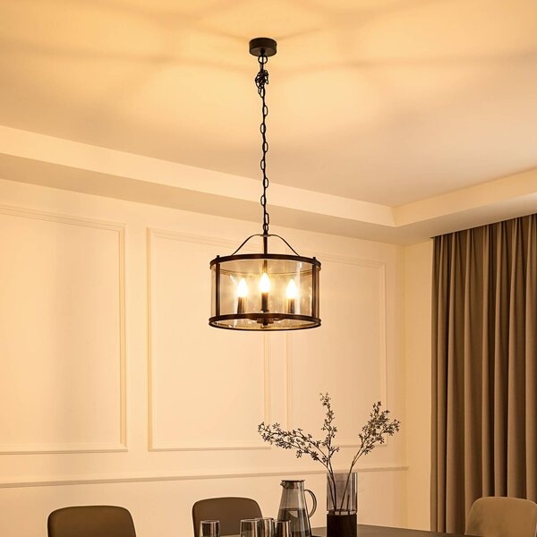 Lampa wisząca Eryk Lucande, możliwość ściemniania, czarny, salon / jadalnia, metal, industrialny