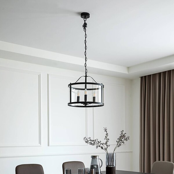 Lampa wisząca Eryk Lucande, możliwość ściemniania, czarny, salon / jadalnia, metal, industrialny