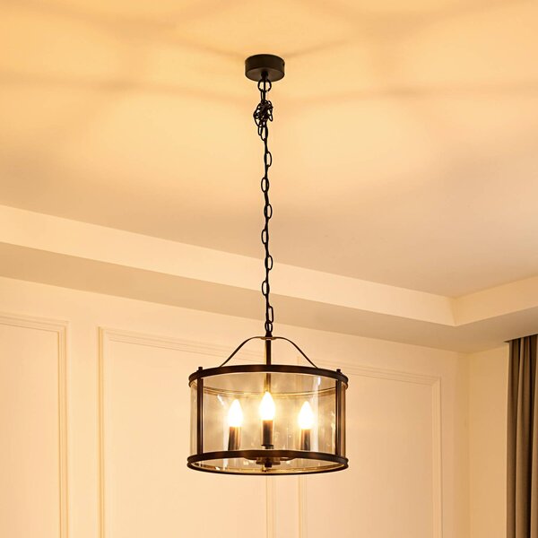 Lampa wisząca Eryk Lucande, możliwość ściemniania, czarny, salon / jadalnia, metal, industrialny