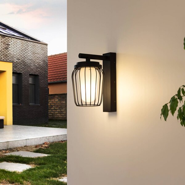 Kinkiet zewnętrzny Chandan Lucande, możliwość ściemniania, czarny, aluminium, nowoczesny