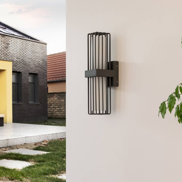 Kinkiet zewnętrzny Chandan Lucande, możliwość ściemniania, czarny, aluminium, nowoczesny
