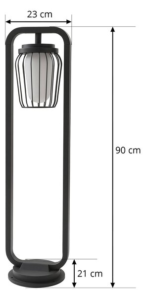 Słupek oświetleniowy Chandan Lucande, możliwość ściemniania, czarny, aluminium, nowoczesny
