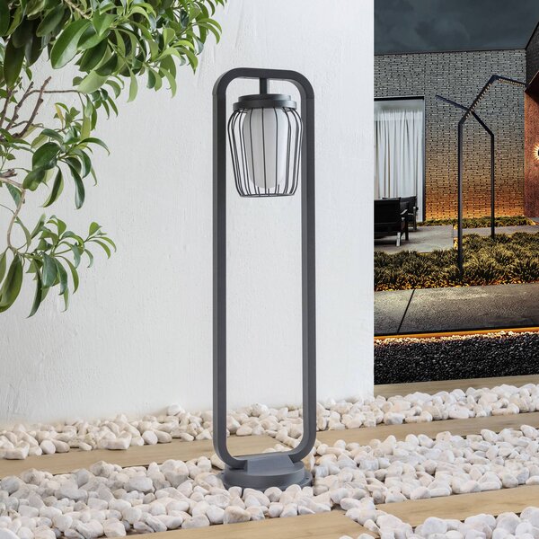 Słupek oświetleniowy Chandan Lucande, możliwość ściemniania, czarny, aluminium, nowoczesny