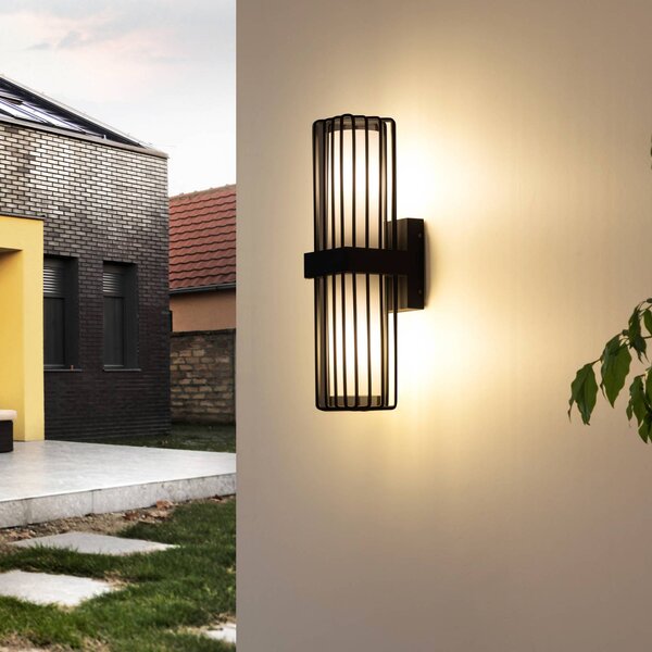 Kinkiet zewnętrzny Chandan Lucande, możliwość ściemniania, czarny, aluminium, nowoczesny