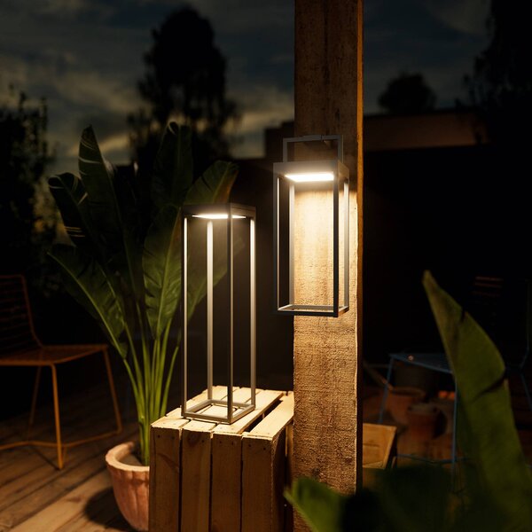 Sigor Lampa solarna LED Numove, grafitowo-szara, wysokość 52,5 cm możliwość ściemniania, aluminiowy / szary / cynkowy, aluminium, nowoczesny