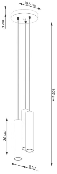 Nowoczesna czerwona lampa trzyramienna - 5X M060 F1-A32