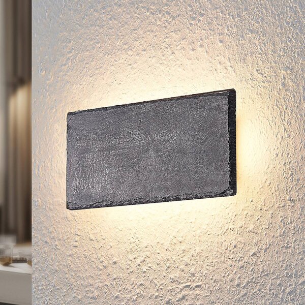Kinkiet LED Peetu Lindby, możliwość ściemniania, aluminiowy / szary / cynkowy, salon / jadalnia, kamień, nowoczesny