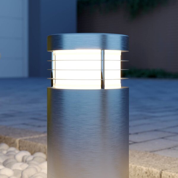 Arcchio lampa cokołowa Caramia, 23 cm, stal szlachetna, odporność na działanie Caramia Arcchio, możliwość ściemniania, aluminiowy / szary / cynkowy, nowoczesny