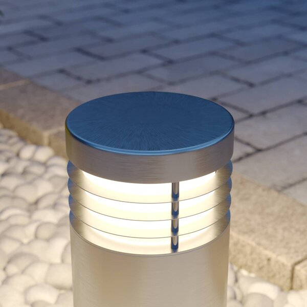 Arcchio lampa cokołowa Caramia, 23 cm, stal szlachetna, odporność na działanie Caramia Arcchio, możliwość ściemniania, aluminiowy / szary / cynkowy, nowoczesny