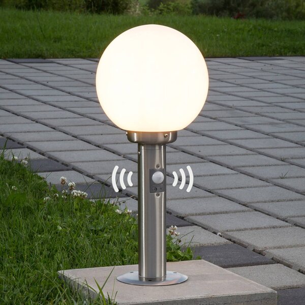 Lampa cokołowa Lindby Vedran, 45 cm, stal nierdzewna, czujnik Vedran Lindby, możliwość ściemniania, aluminiowy / szary / cynkowy, stal szlachetna, nowoczesny