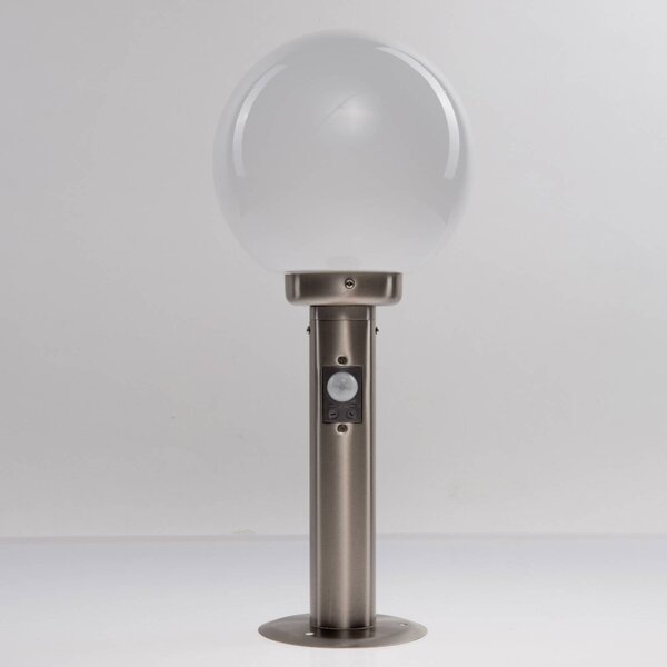 Lampa cokołowa Lindby Vedran, 45 cm, stal nierdzewna, czujnik Vedran Lindby, możliwość ściemniania, aluminiowy / szary / cynkowy, stal szlachetna, nowoczesny