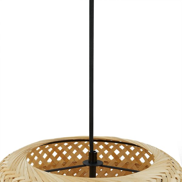 Lampa wisząca Venora Lindby, możliwość ściemniania, jasne drewno, salon / jadalnia, bambus, dworkowy / rustykalny