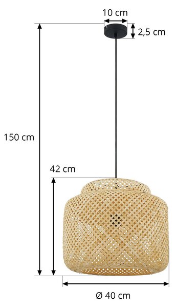 Lampa wisząca Venora Lindby, możliwość ściemniania, jasne drewno, salon / jadalnia, bambus, dworkowy / rustykalny