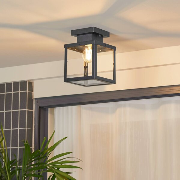 Lindby Lampa sufitowa zewnętrzna Mandus, czarna, stal nierdzewna, 22 cm Mandus Lindby, możliwość ściemniania, czarny, stal szlachetna, nowoczesny
