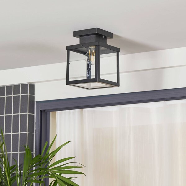 Lindby Lampa sufitowa zewnętrzna Mandus, czarna, stal nierdzewna, 22 cm Mandus Lindby, możliwość ściemniania, czarny, stal szlachetna, nowoczesny