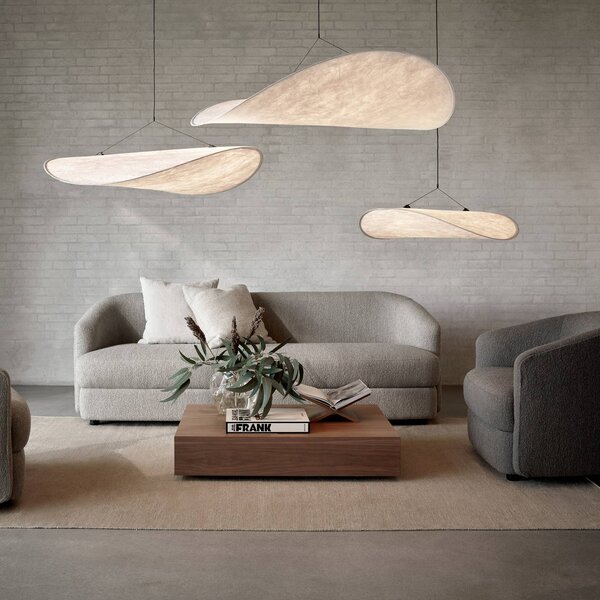 New Works Lampa wisząca Tense, możliwość ściemniania, biały / opal, salon / jadalnia, tworzywo sztuczne, design
