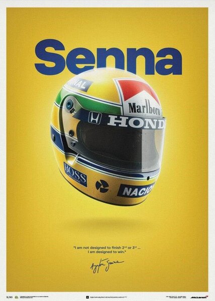 Druk artystyczny McLaren MP4 4 - Ayrton Senna - Helmet - San Marino Gp - 1988 - Poster, Automobilist