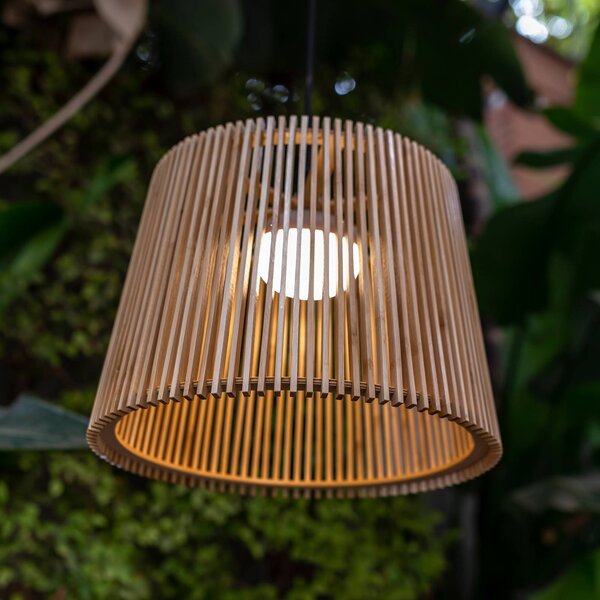 Newgarden Okinawa lampa wisząca zewnętrzna LED z akumulatorem bambus Okinawa, możliwość ściemniania, jasne drewno, bambus
