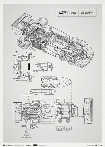 Druk artystyczny Giorgio Piola Technical Drawing - Tyrrell P34b - 1977 l Unlimited Poster