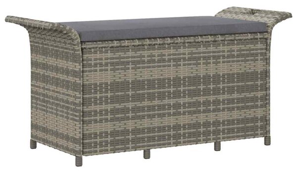 Ławka ogrodowa z poduszką, szara, 116x46x57 cm, polirattan