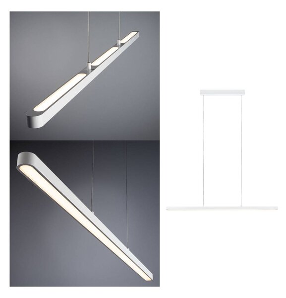 Paulmann Lampa wisząca Lento, możliwość ściemniania, biały / opal, salon / jadalnia, aluminium, nowoczesny
