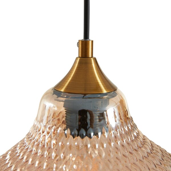 Lampa wisząca szklana Drakar Lindby, możliwość ściemniania, kremowy / amber, salon / jadalnia, szkło, vintage