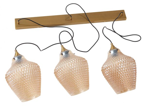 Lampa wisząca szklana Drakar Lindby, możliwość ściemniania, kremowy / amber, salon / jadalnia, szkło, vintage