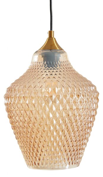 Lampa wisząca szklana Drakar Lindby, możliwość ściemniania, kremowy / amber, salon / jadalnia, szkło, vintage