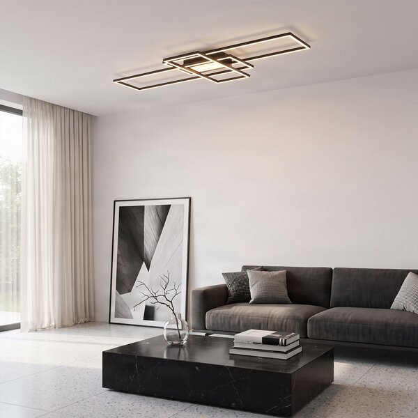 Lampa Sufitowa Lindby, Ismera, ściemnialny, czarny, salon, metal, nowoczesny