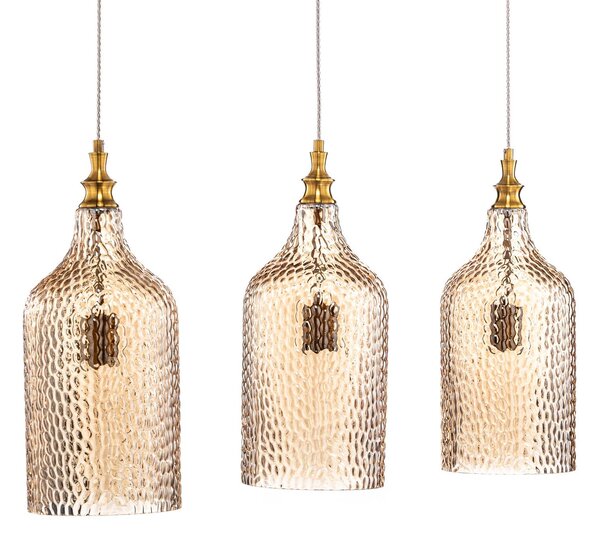 Lampa wisząca szklana Drakar Lindby, możliwość ściemniania, kremowy / amber, salon / jadalnia, szkło, vintage
