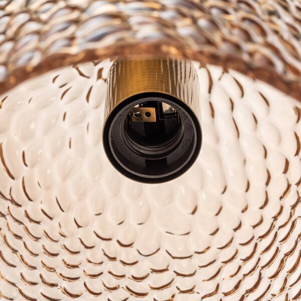 Lampa wisząca szklana Drakar Lindby, możliwość ściemniania, kremowy / amber, salon / jadalnia, szkło, vintage
