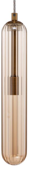 Lampa wisząca szklana Freylin Lucande, możliwość ściemniania, kremowy / amber, salon / jadalnia, szkło, antyczny