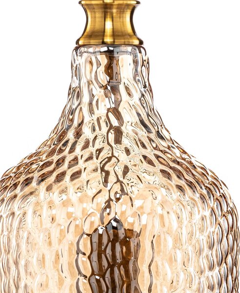 Lampa wisząca szklana Drakar Lindby, możliwość ściemniania, kremowy / amber, salon / jadalnia, szkło, vintage