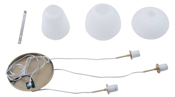 Lampa wisząca szklana Quinara Lucande, możliwość ściemniania, biały / opal, salon / jadalnia, szkło