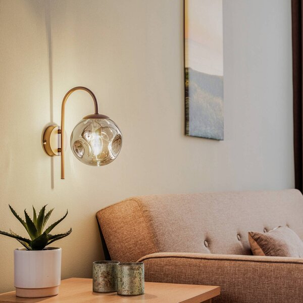 Kinkiet Valentina Lindby, możliwość ściemniania, brązowy / rdzawy, salon / jadalnia, metal, design