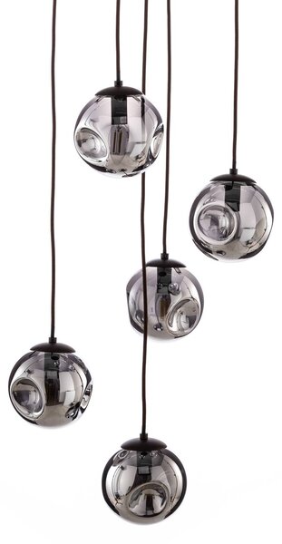Lindby Lampa wisząca szklana Valentina, możliwość ściemniania, aluminiowy / szary / cynkowy, salon / jadalnia, szkło, design