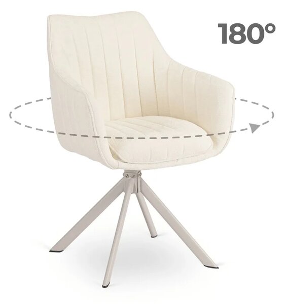 Zestaw Stół Rozkładany VERONA 160-240 cm Biały Marmur/Kaszmir i 4 Krzesła BAJA Kremowe Boucle