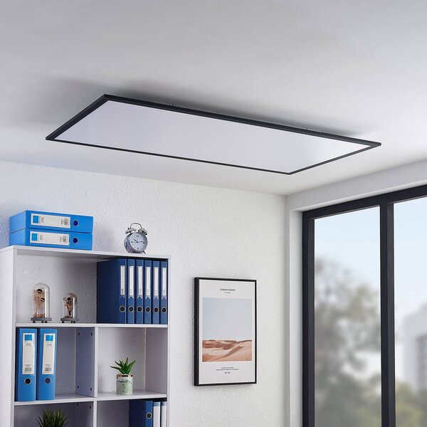 Panel LED Nelios Lindby, czarny, kuchnia, aluminium, nowoczesny