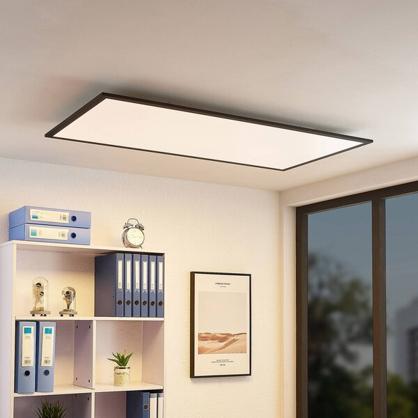 Panel LED Nelios Lindby, czarny, kuchnia, aluminium, nowoczesny