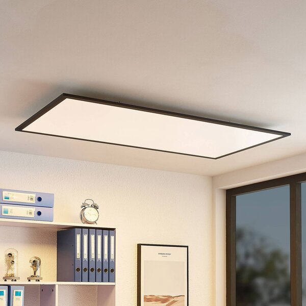 Panel LED Nelios Lindby, czarny, kuchnia, aluminium, nowoczesny