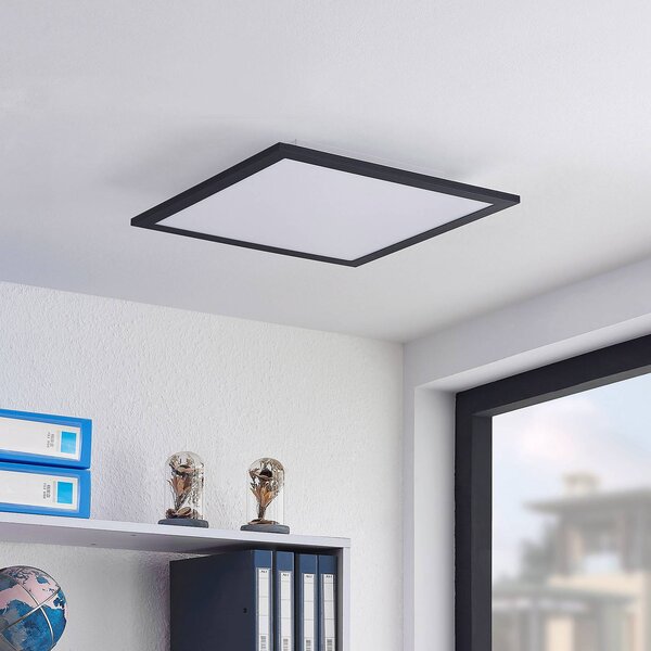 Panel LED Nelios Lindby, czarny, kuchnia, aluminium, nowoczesny