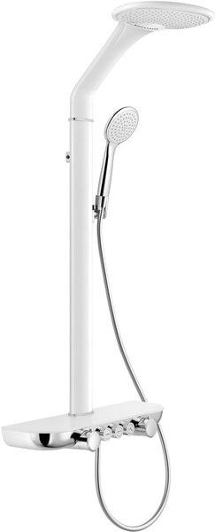 Mexen Bolt zestaw prysznicowy natynkowy z deszczownicą i baterią, biały/chrom - 78108-20