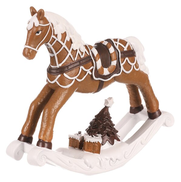 Dekoracja świąteczna Koń na biegunach, brązowy,polyresin, 17 cm