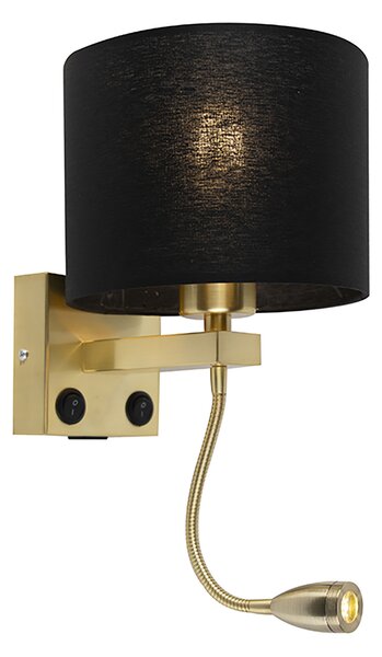 Inteligentna lampa ścienna złota z USB i czarnym kloszem, w tym WiFi A60 - Brescia