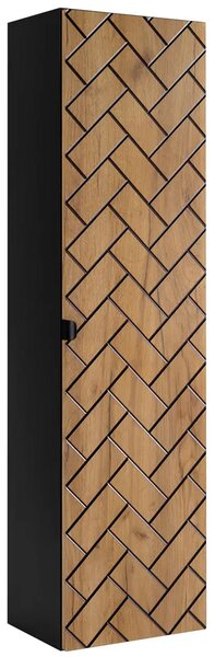 Wiszący słupek łazienkowy czarny + dąb craft złoty N4-B88