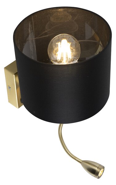 Inteligentna lampa ścienna złota z USB i czarnym kloszem, w tym WiFi A60 - Brescia